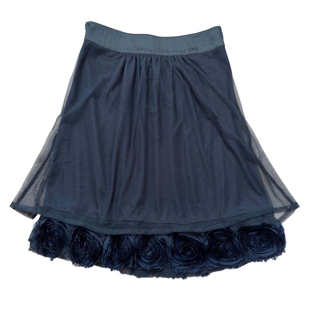 Downeast Basics Navy Tulle Skirt Rosette Hem Size S